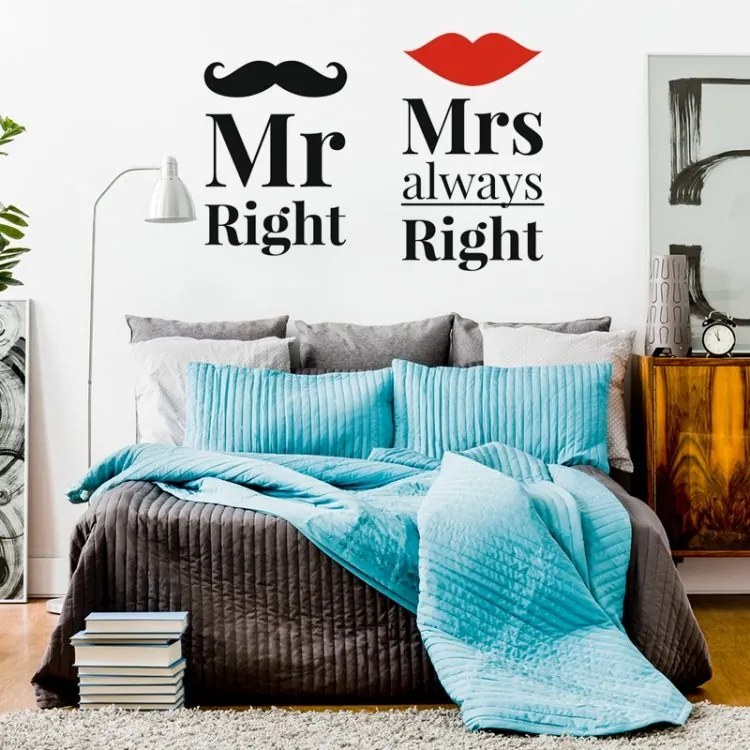 lovel.sk Nálepka na stenu Home - nápis - Mr Right & Mrs always Right N047