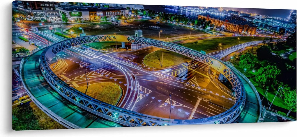 Obraz - panoráma nočného mesta (120x50 cm)