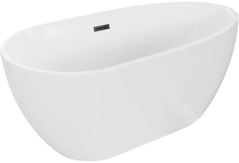 Mexen Eos, voľne stojaca vaňa 150 x 75 cm, biela, čierny matný prepad, 52471507500-70