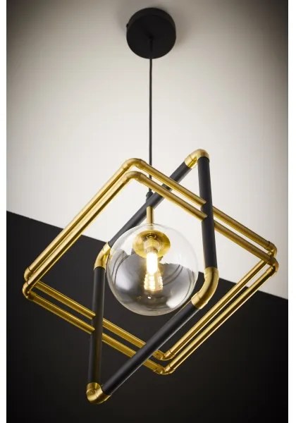 Jupiter 2028 - Luster na lanku FIORI 1xG9/10W/230V čierna/zlatá/číra