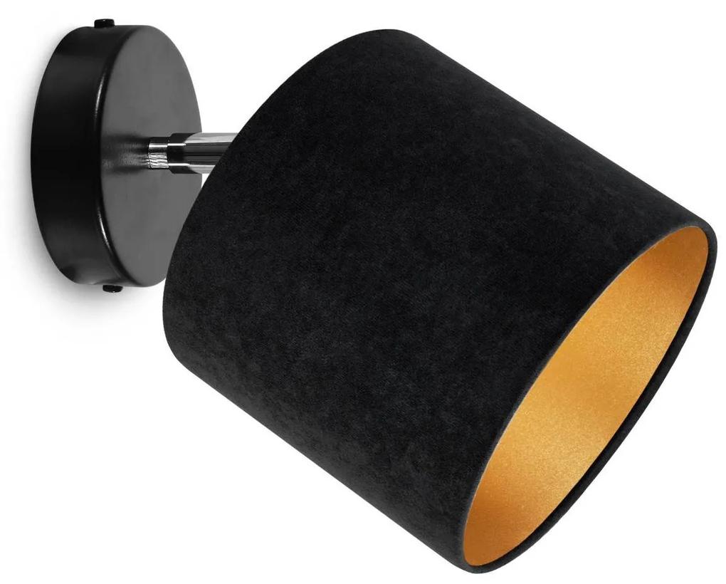 Bodové svietidlo Mediolan, 1x čierne/zlaté textilné tienidlo, (výber z 2 farieb konštrukcie - možnosť polohovania), g