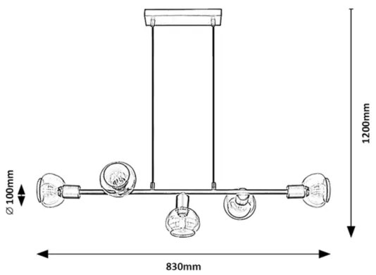 Rabalux 3297 - Luster na lanku SULLIVAN 5xE14/40W/230V