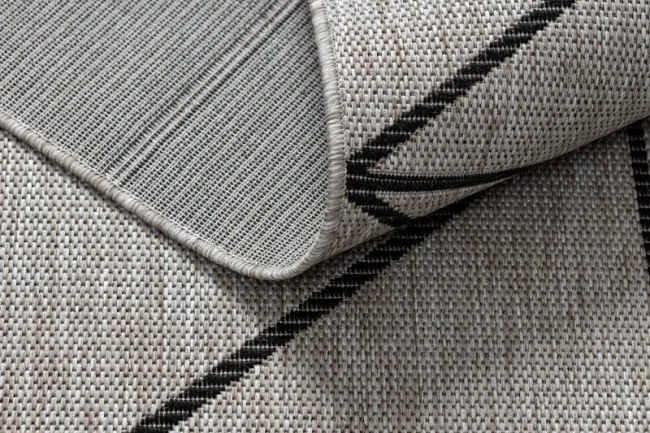 Koberec SIZAL FLOORLUX 20605 geometrický trojuholník - strieborný / čierny