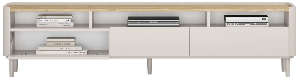 TV stolík Elivo 200 cm na nožičkách - kašmírová / dub olejovaný