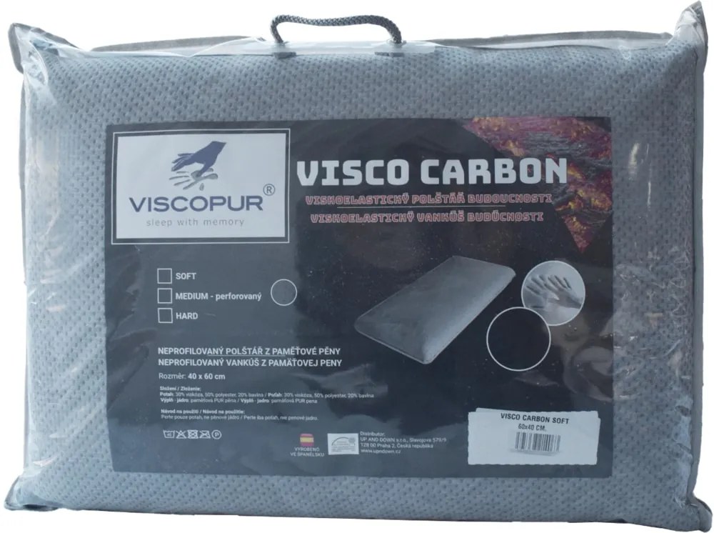 VISCOPUR Vankúš VISCOPUR® VISCO CARBON neprofilovaný 40×60 cm - Hard - tuhý