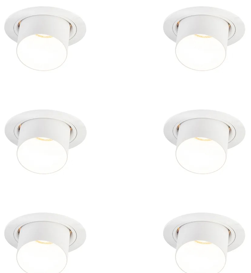 Sada 6 moderných zapustených bodových svetiel biela okrúhla naklápacia - Installa