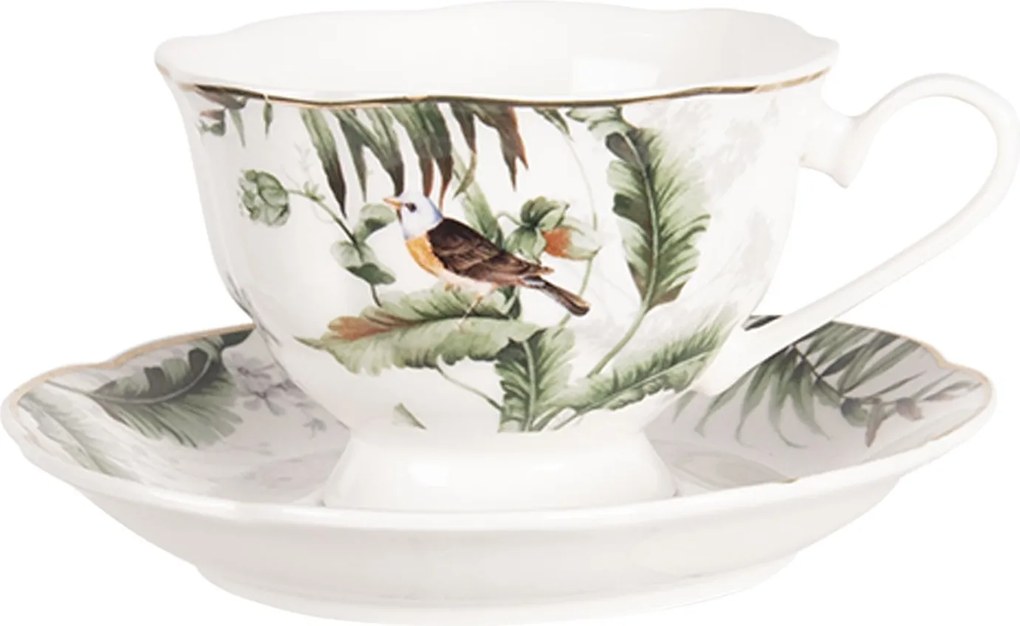 Porcelánový šálka s podšálkom Tropical birds - Ø 15*7 cm / 0,22L