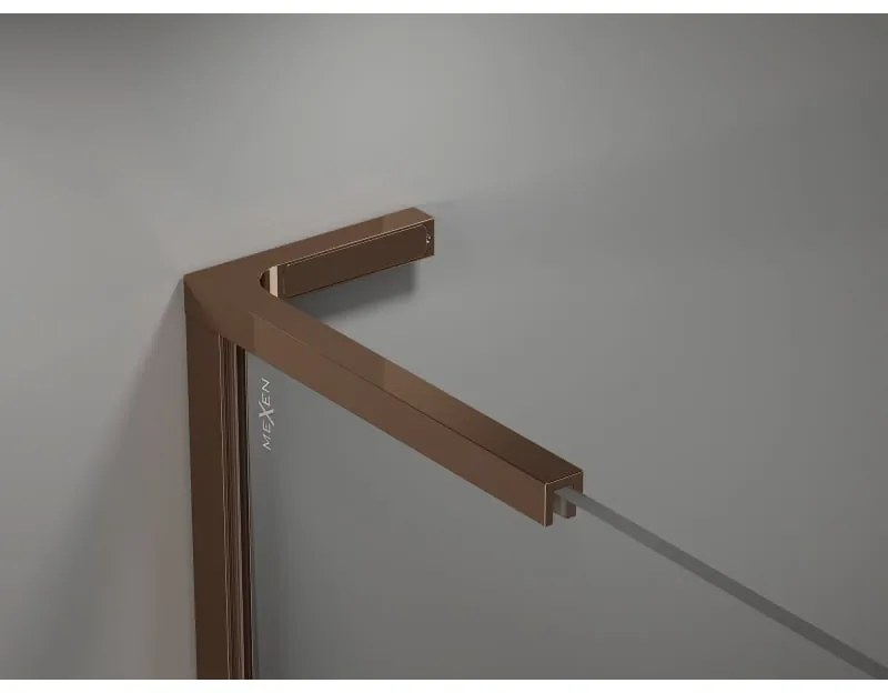 Mexen, Mexen Kioto-X L sprchová stena 90 x 200 cm, priehľadná 10 mm, ružové zlato - 800-090-107-60-00-X