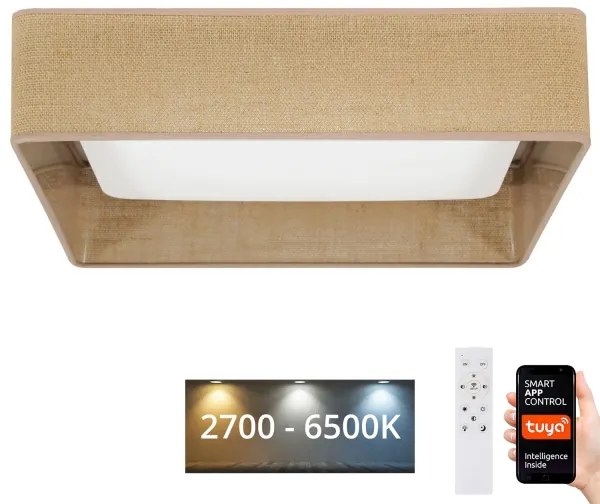 Brilagi-LED Stmievateľné svietidlo VELVET SQUARE LED/36W/230V Wi‑Fi Tuya + diaľkové ovládanie hnedé