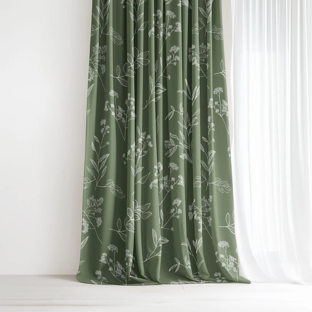 Goldea bavlnený záves - bylinkové lístky 220x150 cm