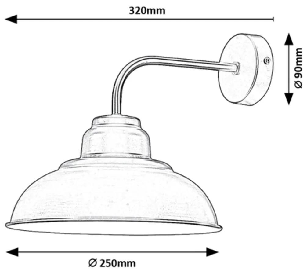 RABALUX Nástenné industriálne kovové osvetlenie DRAGAN, 1xE27, 60W, lampa, čierne