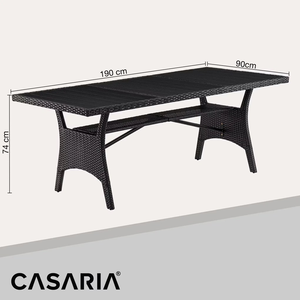 InternetovaZahrada Ratanový stôl 190x90x75 cm - čierny
