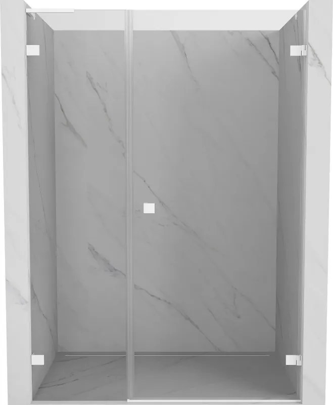 Mexen Lunar-B, L pravé otočné sprchové dvere 135 cm, 8mm číre sklo, biely profil, 832SL-135-050-20-00-P
