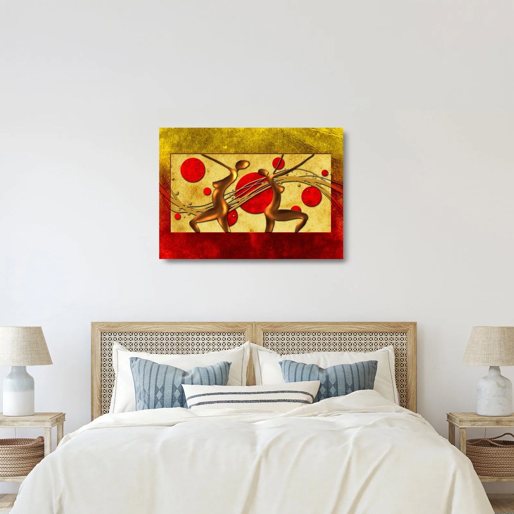 Abstraktný sklenený obraz s dvoma ženami (70x50 cm)