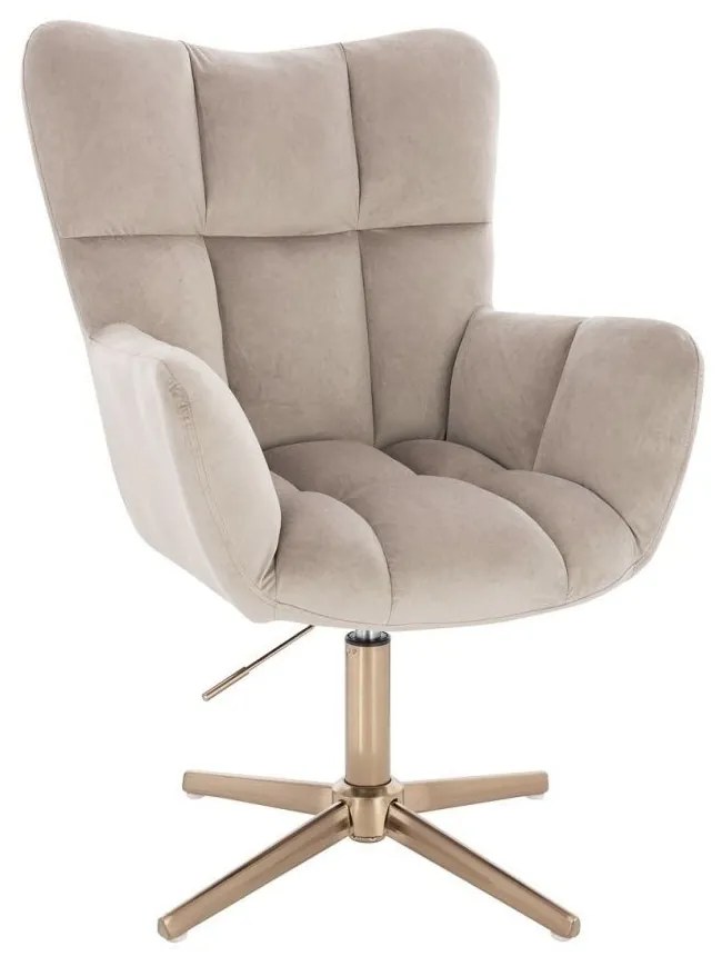 LuxuryForm DESIGN Otočné kreslo AURORA VELUR na zlatom kríži - latte