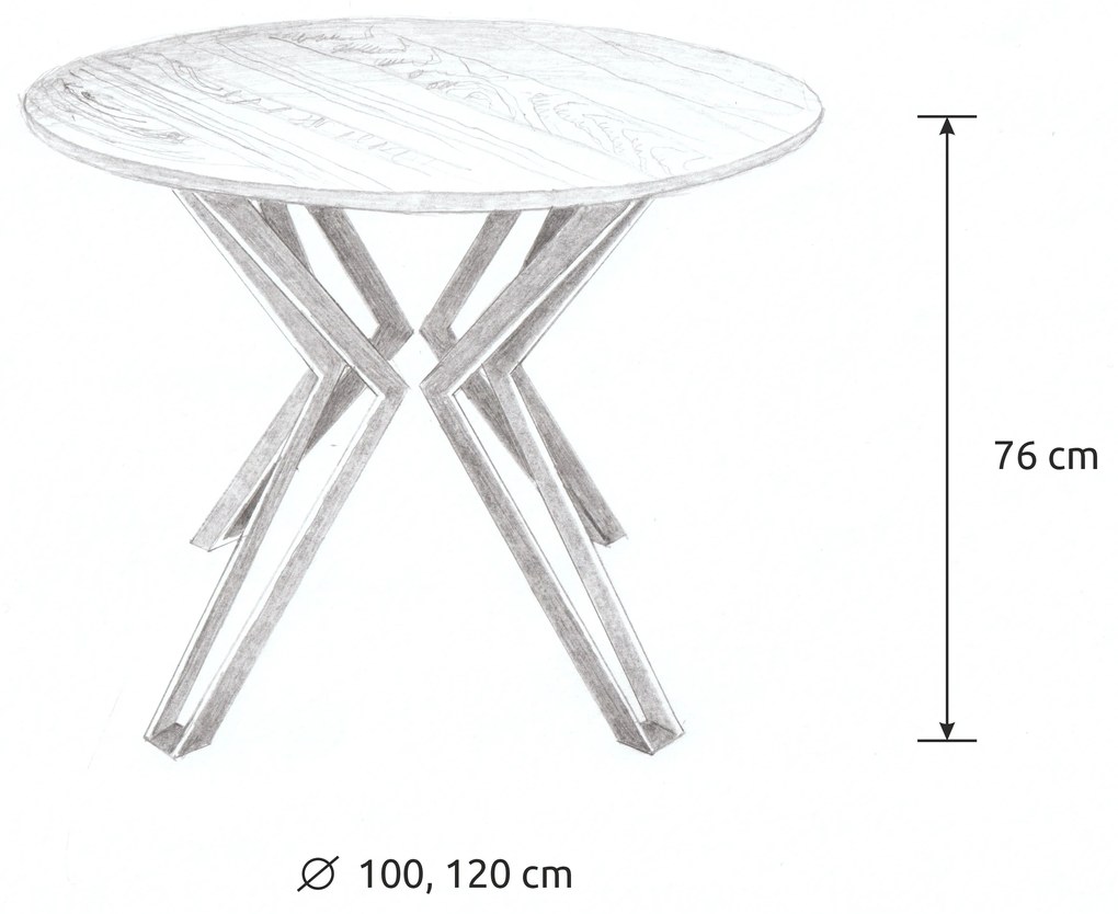 Wooded Jídelní stůl Atlanta z masivu DUB Průměr stolu: 100 cm +0 Kč, Barva kovu: Černá
