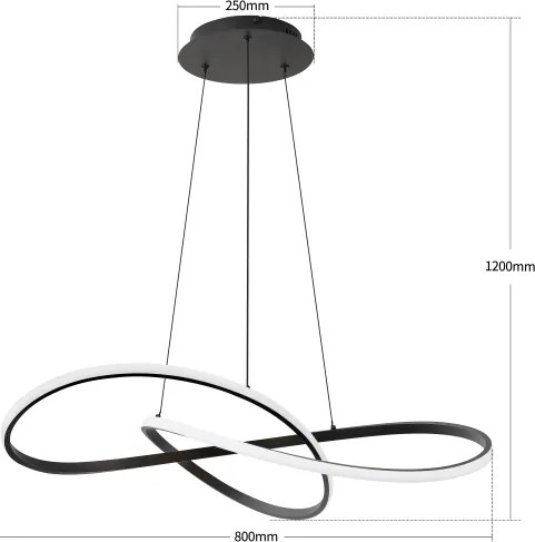 Brilagi - LED stmievateľný luster na lanku INFINITY LED/80W/230V 80x80 cm čierny + diaľkové ovládanie
