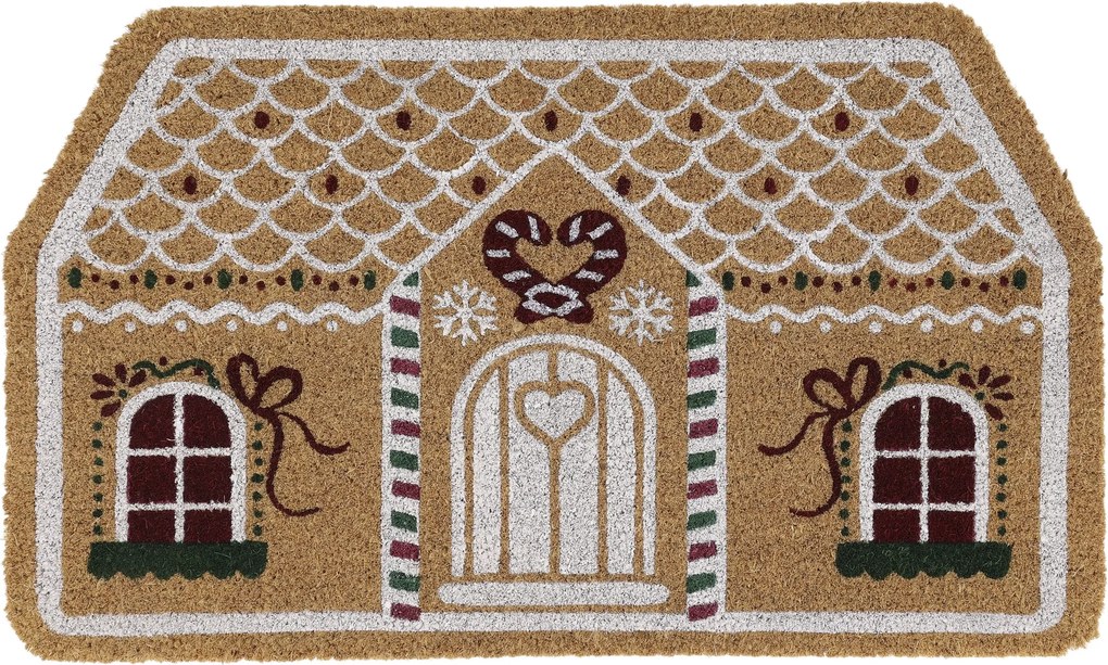 Hnedá kokosová rohožka perníková chalúpka Gingerbread – 75*45*1,5 cm