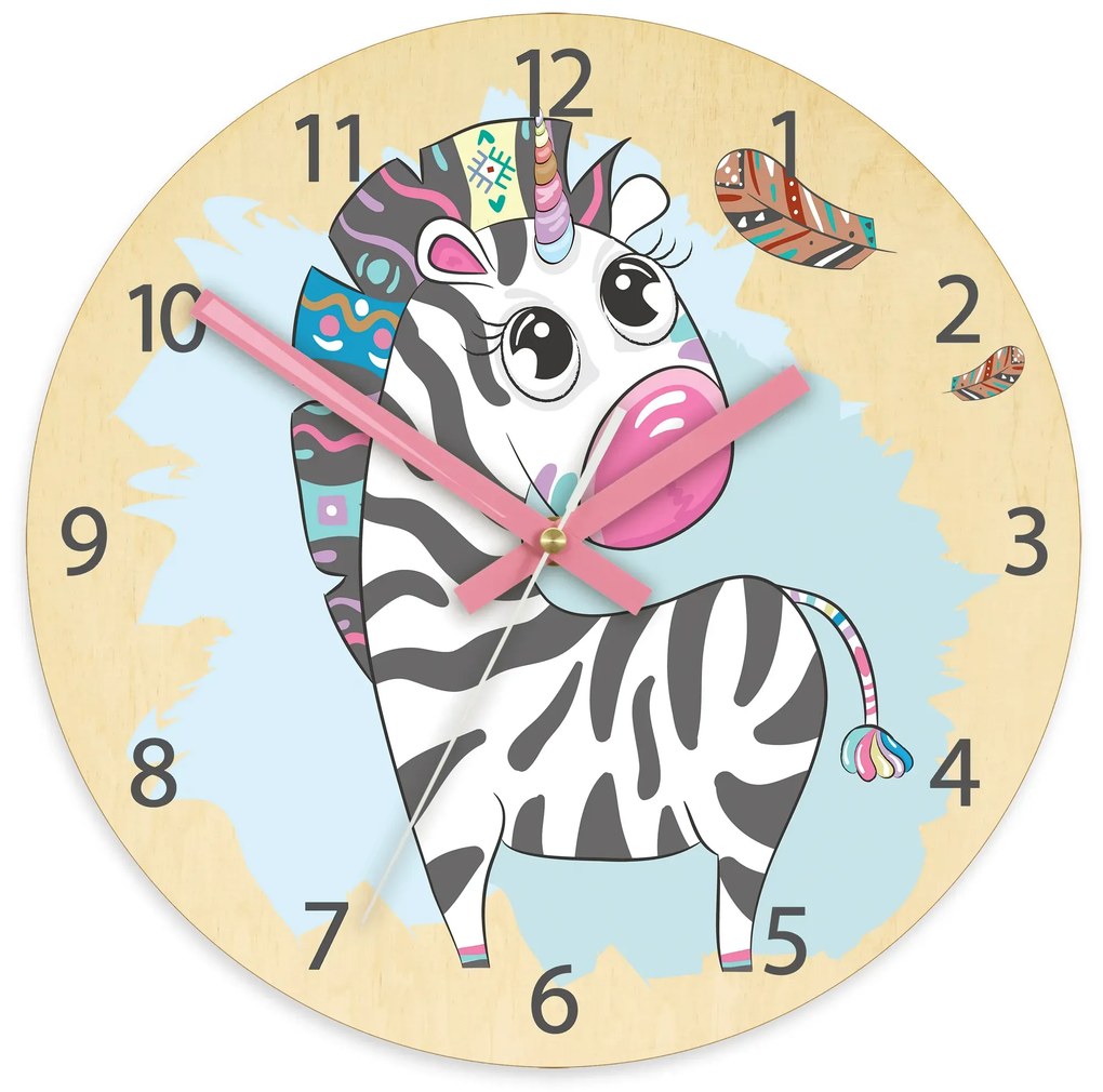 Detské nástenné hodiny Ami Zebra 30 cm viacfarebné II