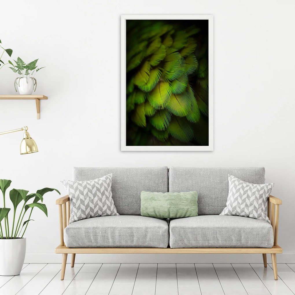 Gario Plagát Abstrakt zo zeleného peria Farba rámu: Čierna, Rozmery: 70 x 100 cm