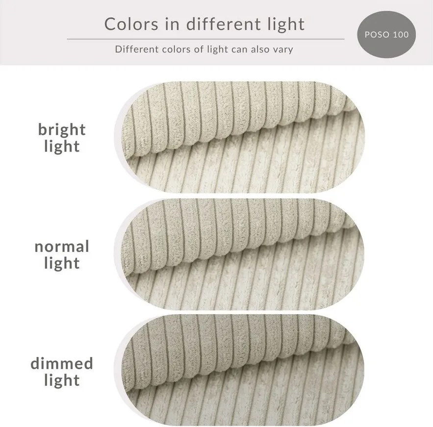 Krémovobiela menčestrová rozkladacia/s úložným priestorom rohová pohovka (pravý roh/do L) Tonga – Maison de Rêve