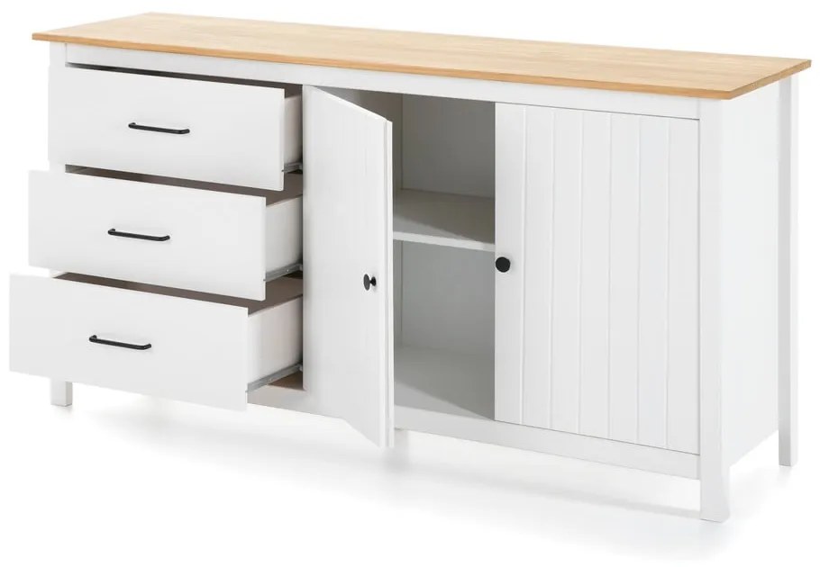 Biela drevená komoda Marckeric Miranda, šírka 150 cm