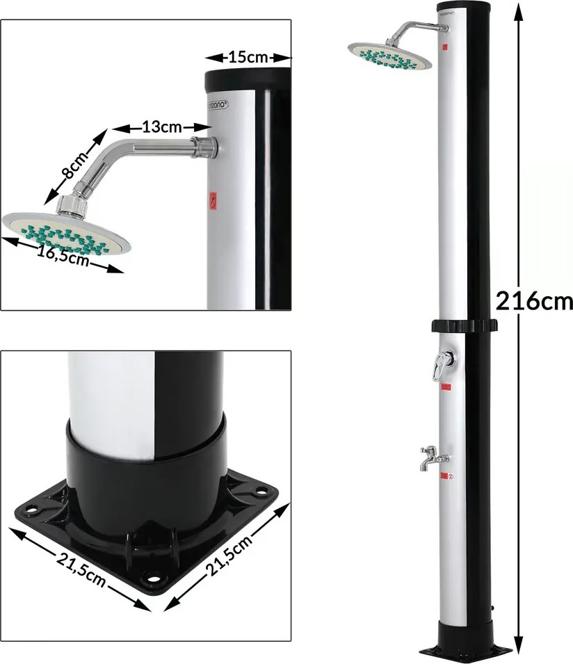 Solárna sprcha KARIBIK, 35 l, čierna/strieborná Jurhan