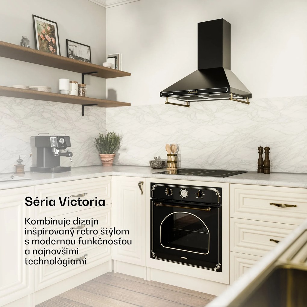 Klarstein Victoria, digestor, 60 cm, nástenný, 630 m³/h, LED, retro dizajn, čierny