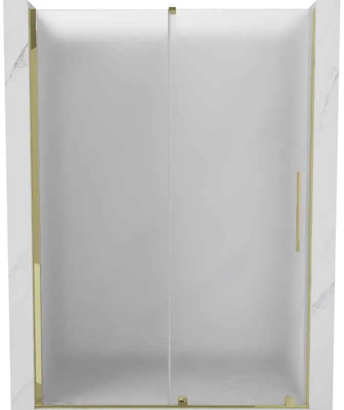 Mexen Velar, posuvné sprchové dvere do otvoru 130 cm, 8mm sklo námraza, zlatá lesklá, 871-130-000-31-50
