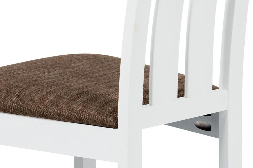 Autronic -  Jedálenská stolička BC-2602 WT masív buk, biela, sedák hnedý