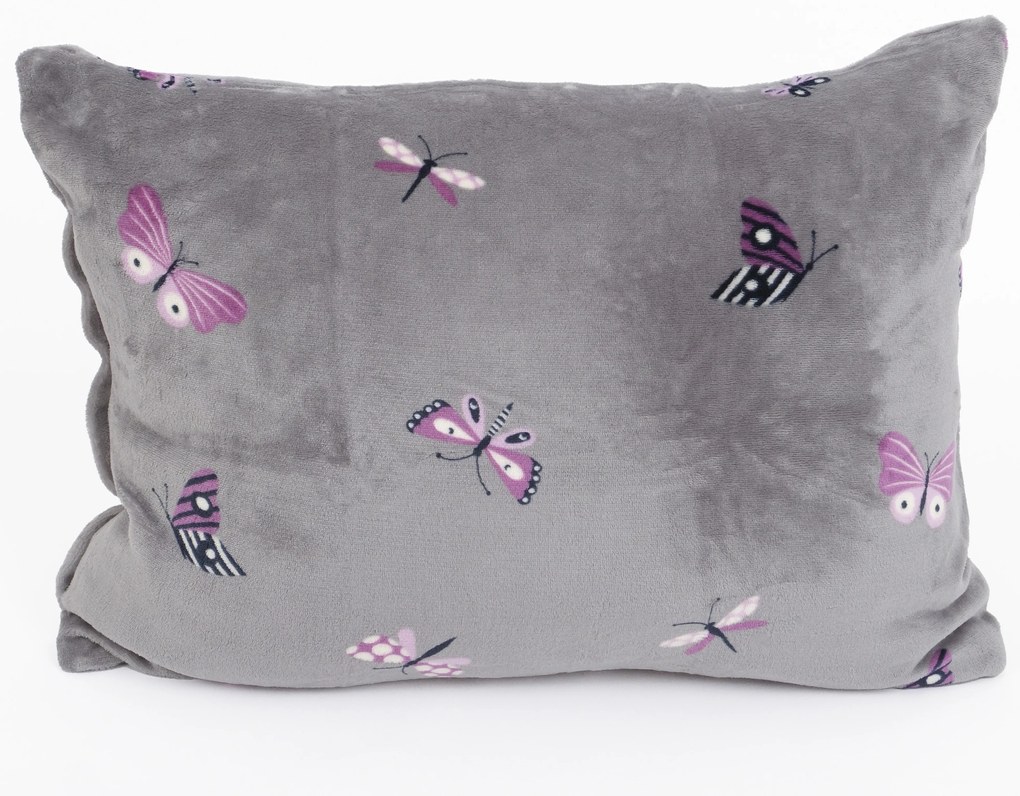 Obliečka na vankúš mikroplyš Exclusive 40 × 60 cm - Motýliky sivé
