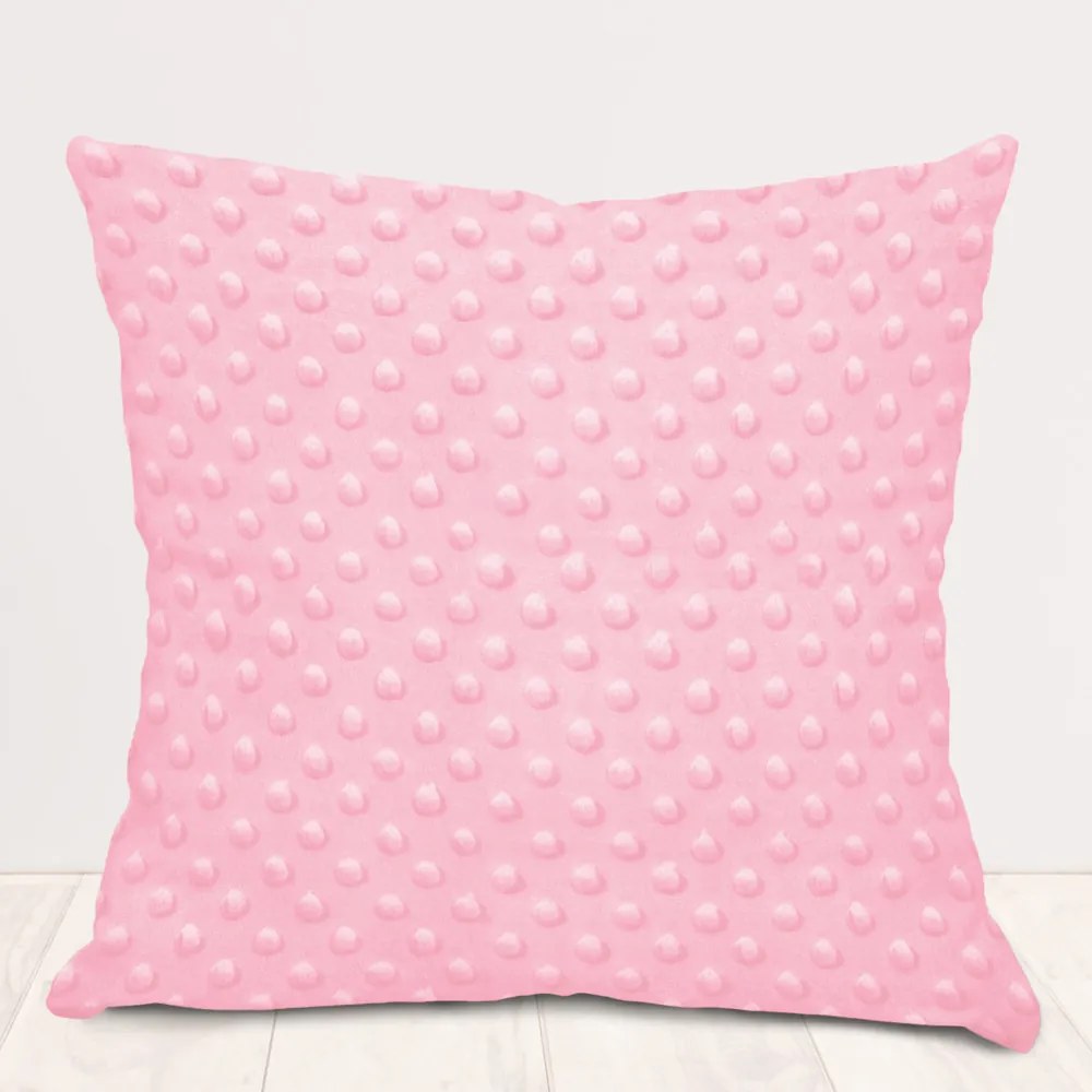 Biante Detská obliečka na vankúš Minky 3D bodky MKP-035 Svetlo ružová 45 x 45 cm