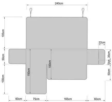 Poťah na rohovú sedačku ľavý PARIS hnedý, 240 cm