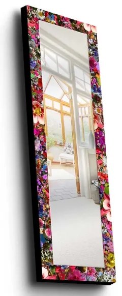 Nástenné zrkadlo 120x40 cm borovica/kvety