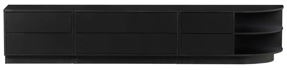 Čierny modulárny TV stolík z borovicového dreva 78x40 cm Finca – WOOOD