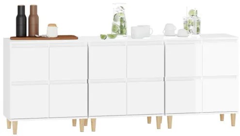 vidaXL Komody 3 ks lesklé biele 60x35x70 cm kompozitné drevo-