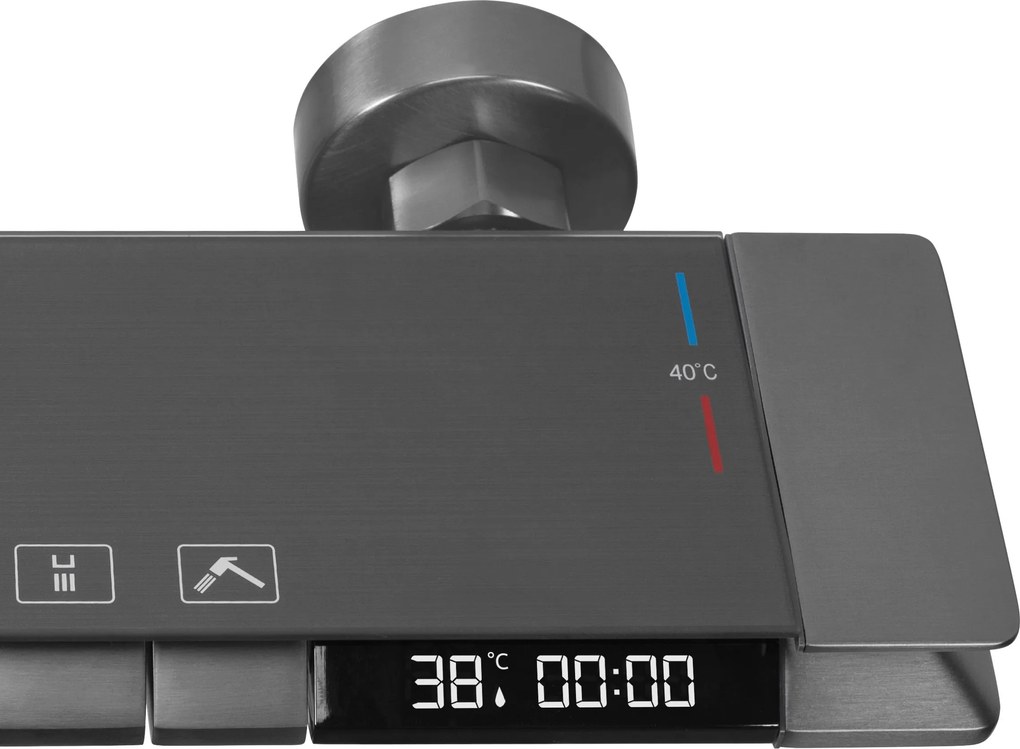 Rea Karl, LED termostatický sprchový set, grafitová, REA-P4880