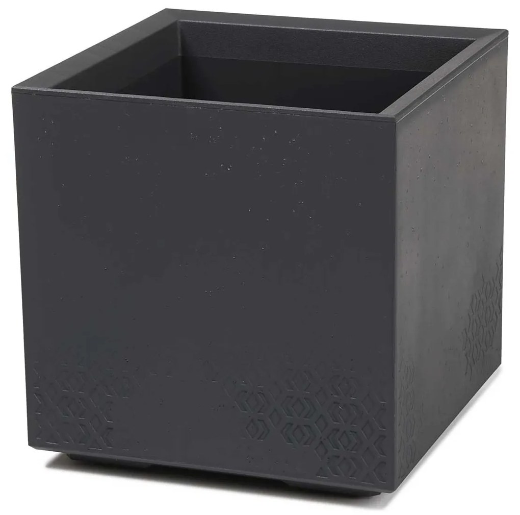 PLASTOVÝ KVETINÁČ NA KOLIESKACH BETONIQUE ECO 40X40 CM IMITÁCIA BETÓNU ANTRACITOVÁ