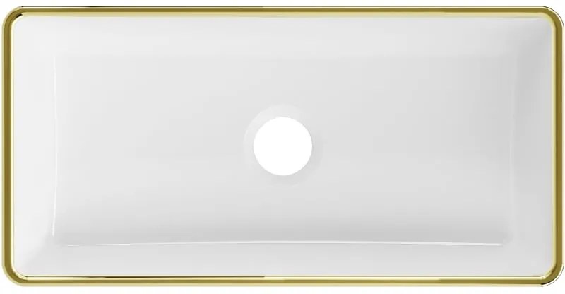 Mexen Nadia, umývadlo na dosku 46x23x12 cm, biela lesklá-zlatý okraj, 21614605