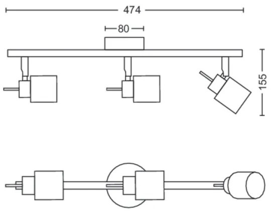 Philips - Bodové svietidlo MERANTI 3xGU10/35W/230V čierna