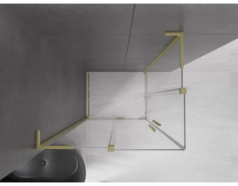 Mexen Velar L Duo, sprchový kút s posuvnými dverami 90 x 80 cm, 8mm číre sklo, zlatá matná, 871-090-080-02-03-55