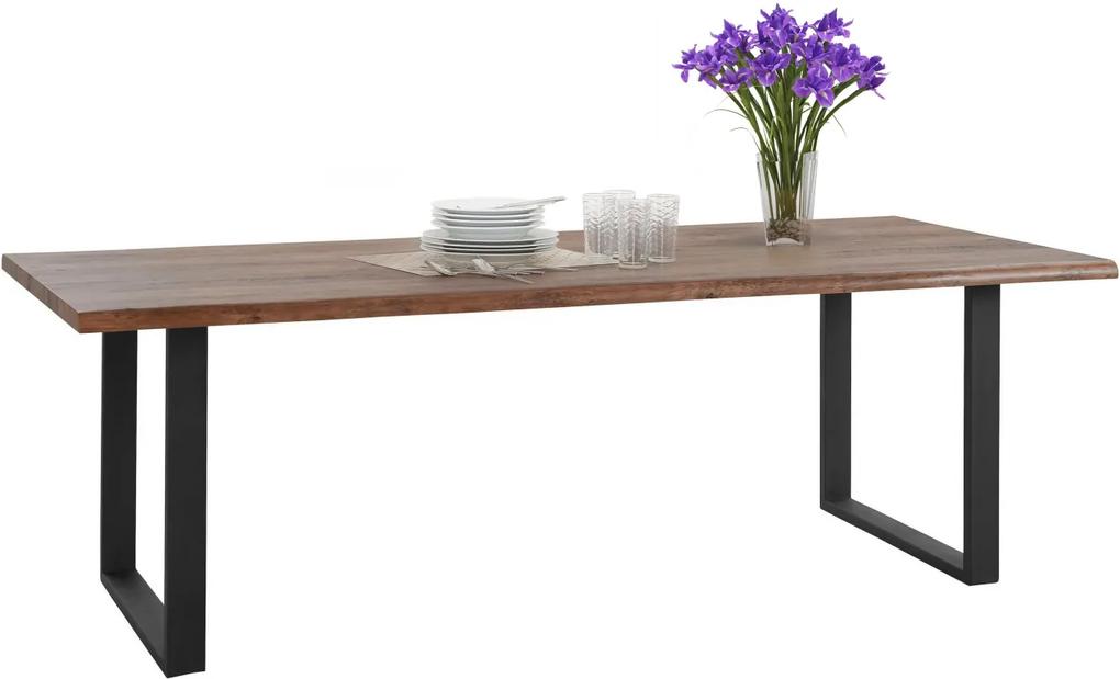 Jedálenský stôl Sinc, 220 cm, hnedá/čierna