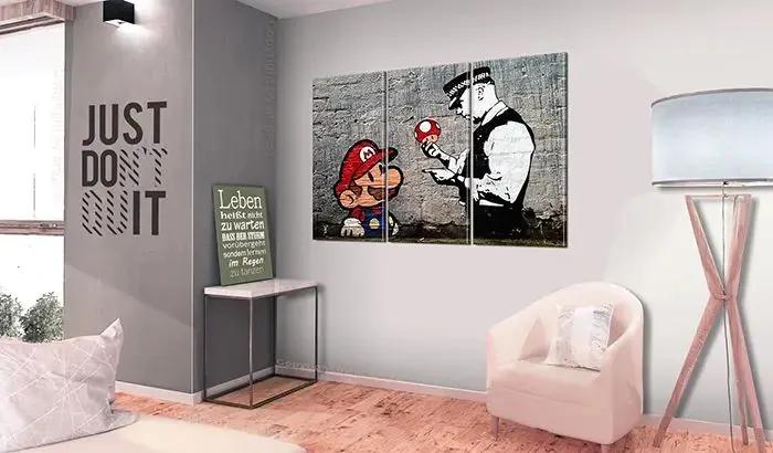 Obraz - Super Mario Mushroom Cop by Banksy Veľkosť: 120x80, Verzia: Premium Print