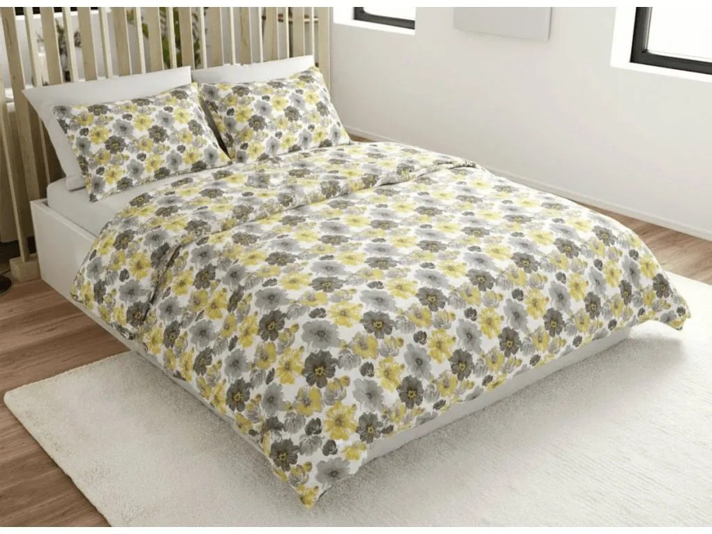 Obliečky z mikrovlákna FEONELLE žlto-sivé Rozmer obliečky: 70 x 90 cm | 140 x 220 cm