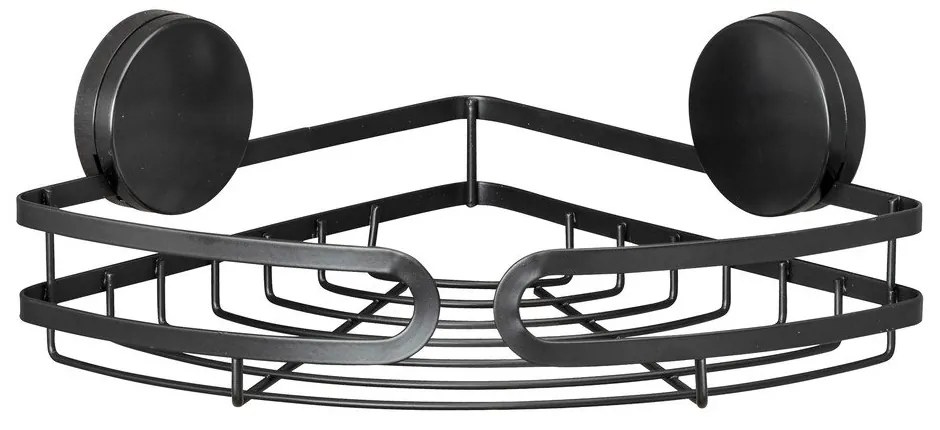 Čierna rohová polica do kúpeľne Wenko Static-Loc® Pavia, šírka 27 cm