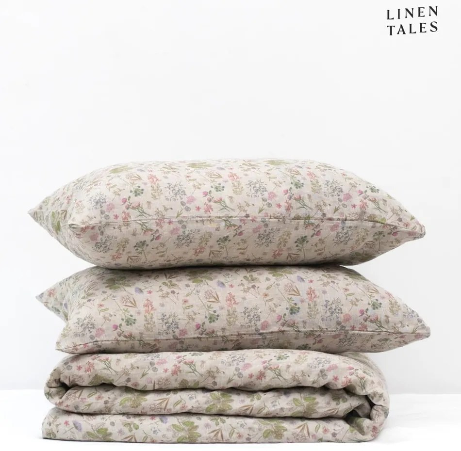 Ľanové obliečky na jednolôžko v prírodnej farbe 140x200 cm Botany 2 – Linen Tales