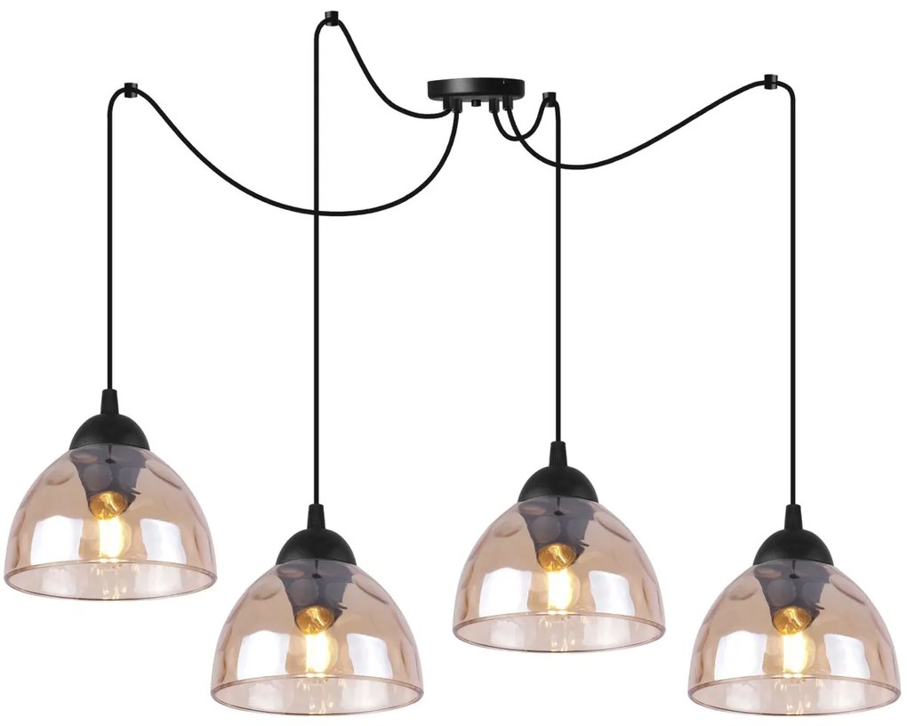 Závesné svietidlo Venice Spider, 4x medové sklenené tienidlo