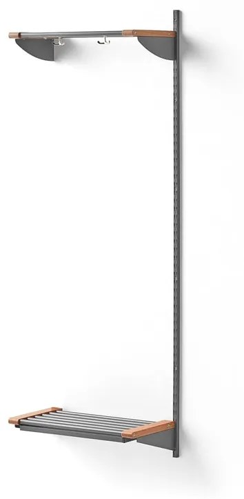 Vešiaková stena JEPPE s hornou policou, prídavná sekcia, 1790x600x310 mm, strieborná/dub