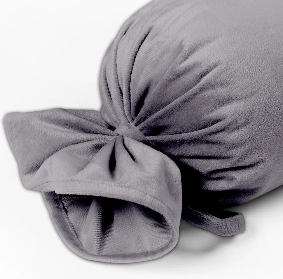 Biante Zamatový vankúš valec bonbon Velvet Prémium SVP-013 Sivý 15x100 cm