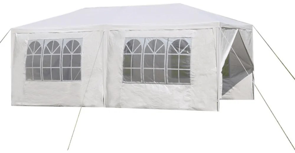 Záhradný párty stan, biela, 3x6 m, TEKNO TYP 2 + 6 bočných strán